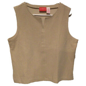 NWT Liz Claiborne Liz & Co Beige V-Neck Sleeveless Knit Top Women’s Size XL
